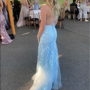 Light blue mermaid prom dress